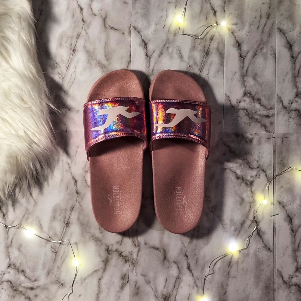 Sparkly Pink Hollister Slides